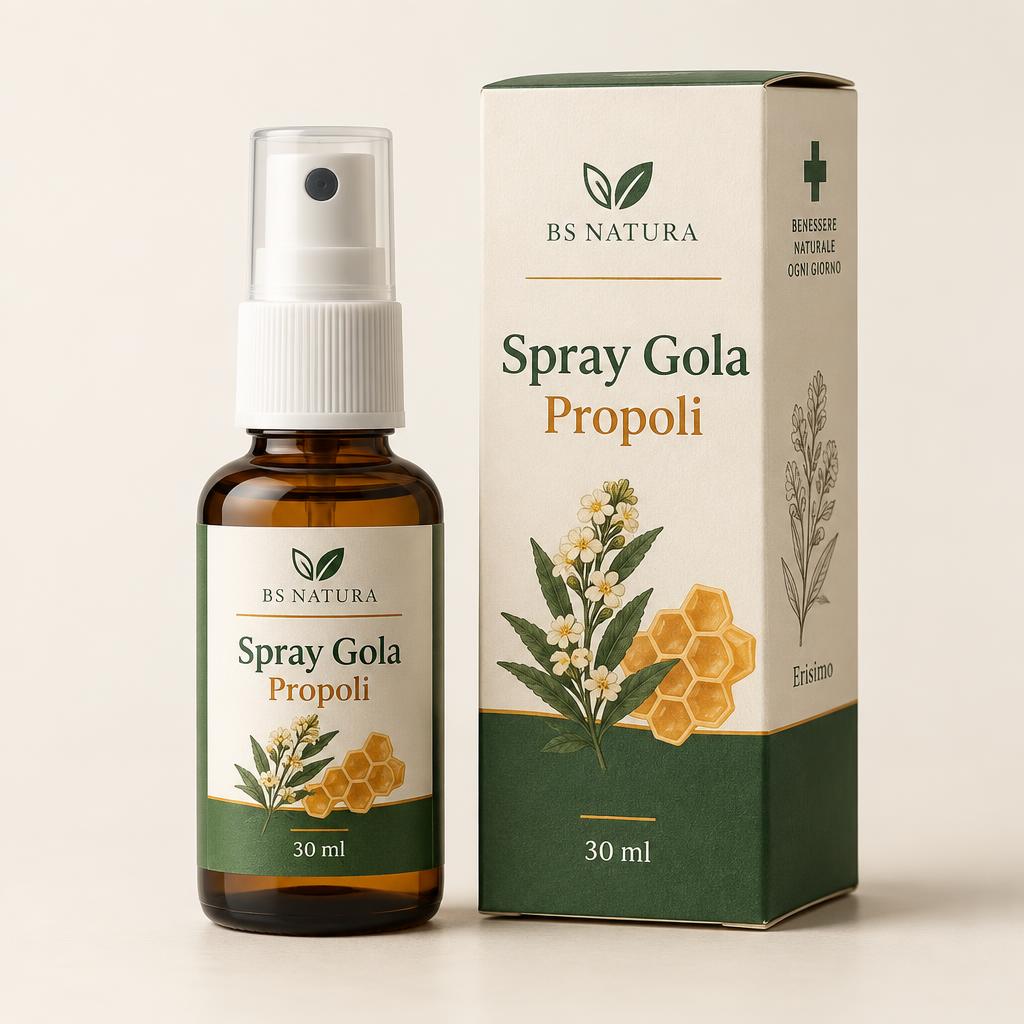 Flacone e confezione BS Natura Spray Gola Propoli
